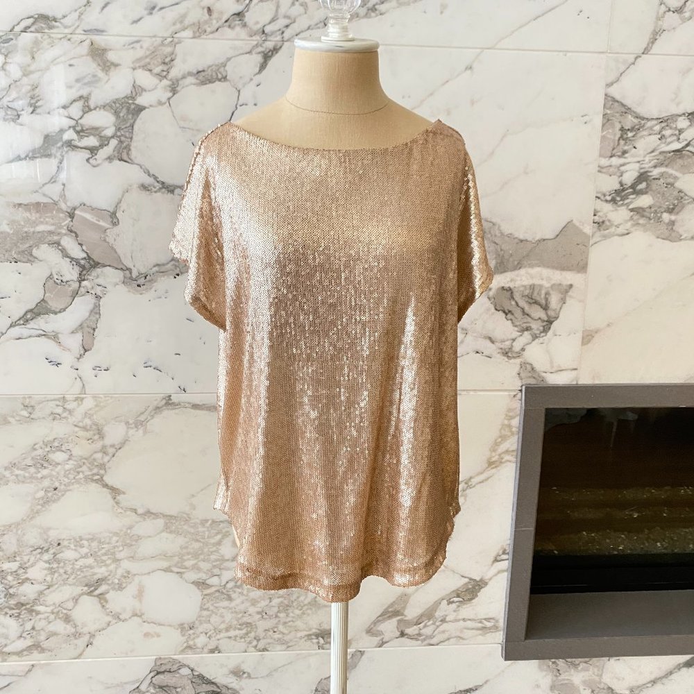 Tart Collections champagne gold sequin top M